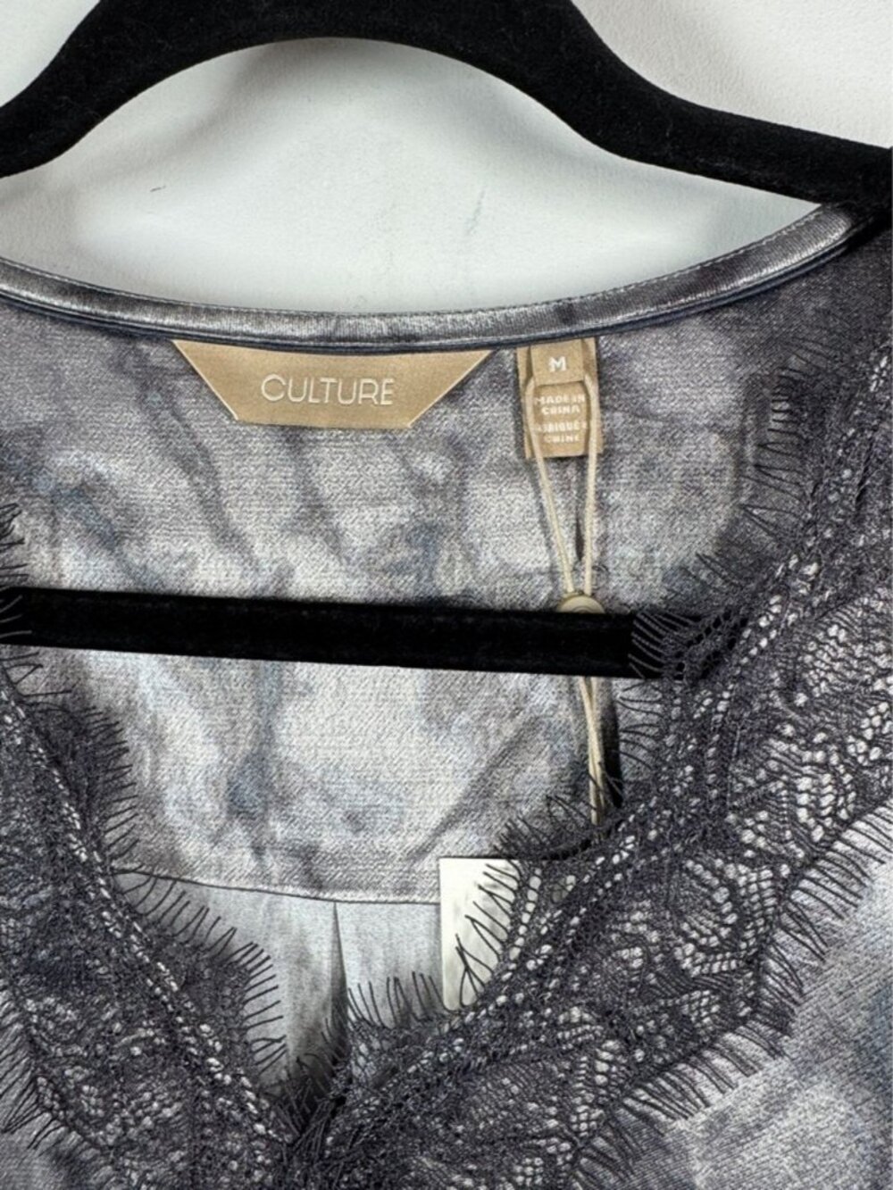 Culture Tie Dye Lace Dress Grey Black Medium Boho Chic Flowy Romantic Elegant - Picture 7 of 13